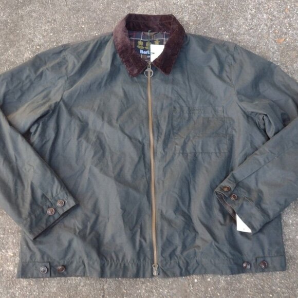 Barbour Imp Wax Jacket XXL Sage Green Tartan Lined Cotton Coat NWT - Picture 2 of 7
